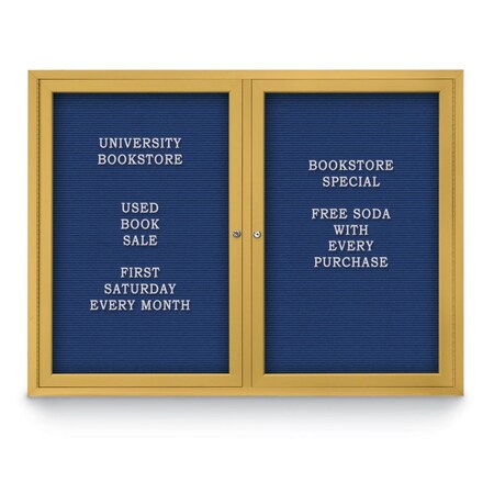 United Visual Products Indoor Enclosed Combo Board, 42"x32", Bronze Frame/Blue & Cinnabar UVCB4232BZ-BLUE-CINNABA